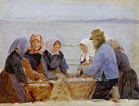 Mujeres y pescadores de Hornbaek21875 Peder Severin Kroyer Pintura al óleo